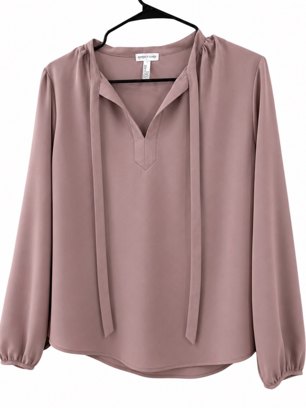Leith Pink Bib Collar Tie Front Blouse in Blush Pink Size Small